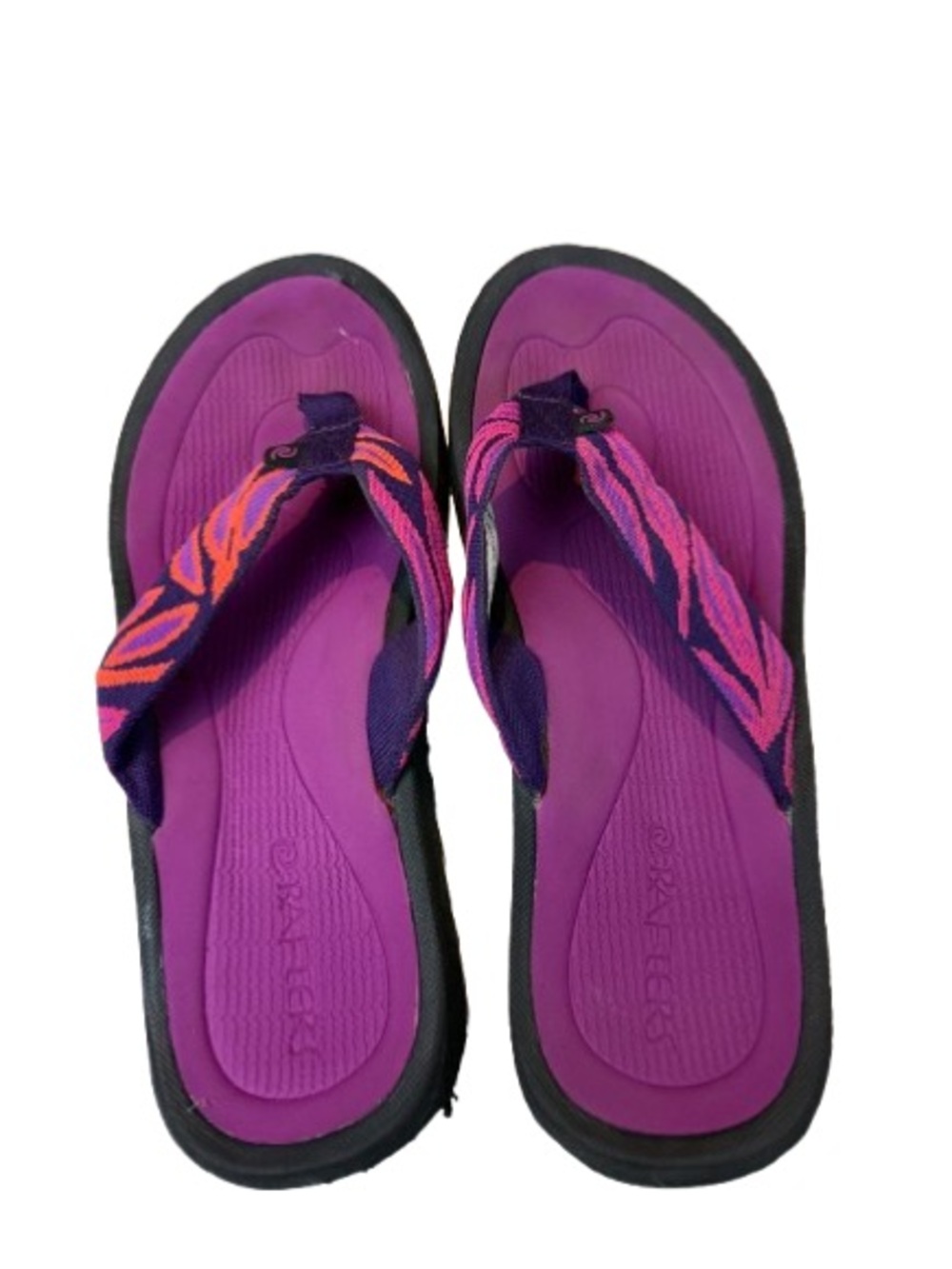 Women's Purple Patterned Strap Flip Flop Sandals